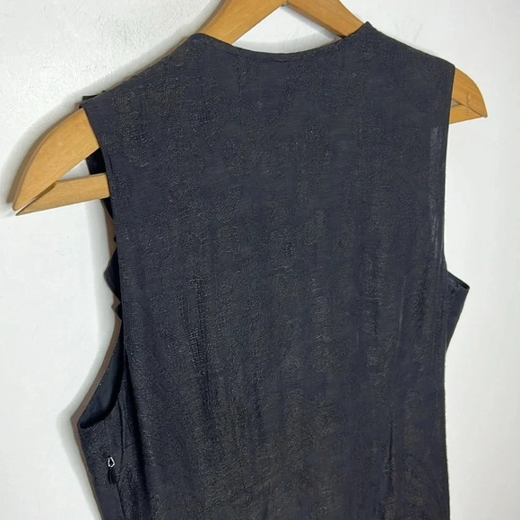 TIBI New York 100% Linen Floral Damask Ruffle Snap Button Sleeveless Dress - Picture 5 of 12